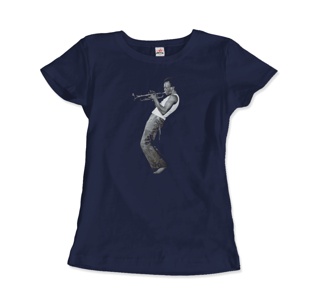 Miles Davis Playing his Trumpet Artwork T-Shirt-8