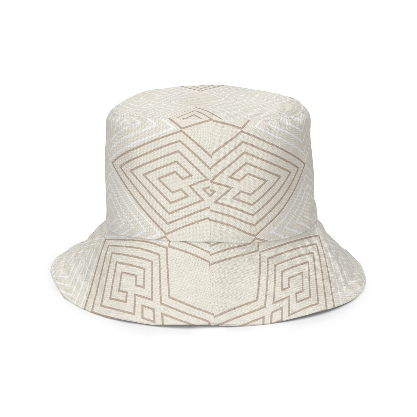 Reversible Bucket Hat Beige Brown Aztec Geometric Lines