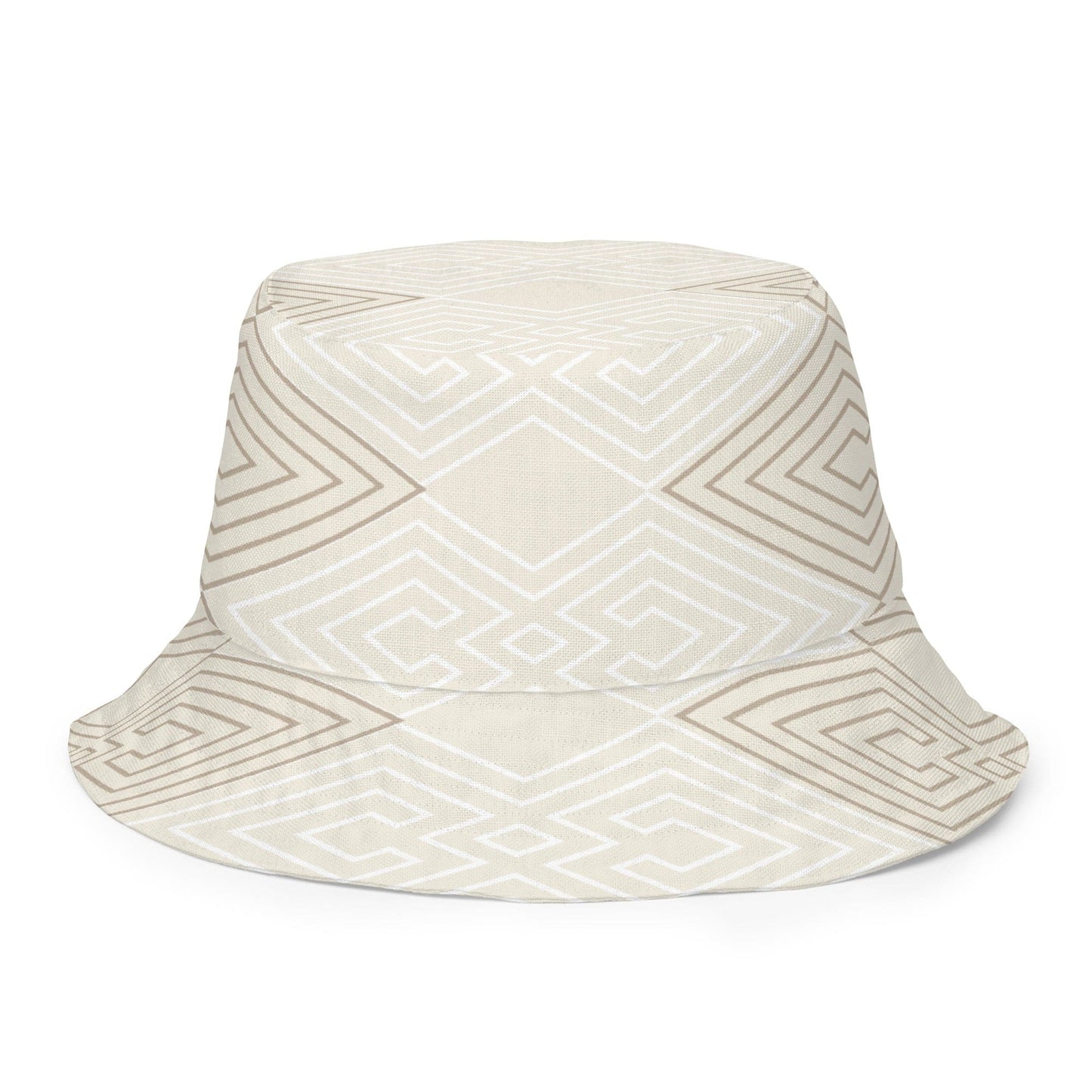 Reversible Bucket Hat Beige Brown Aztec Geometric Lines