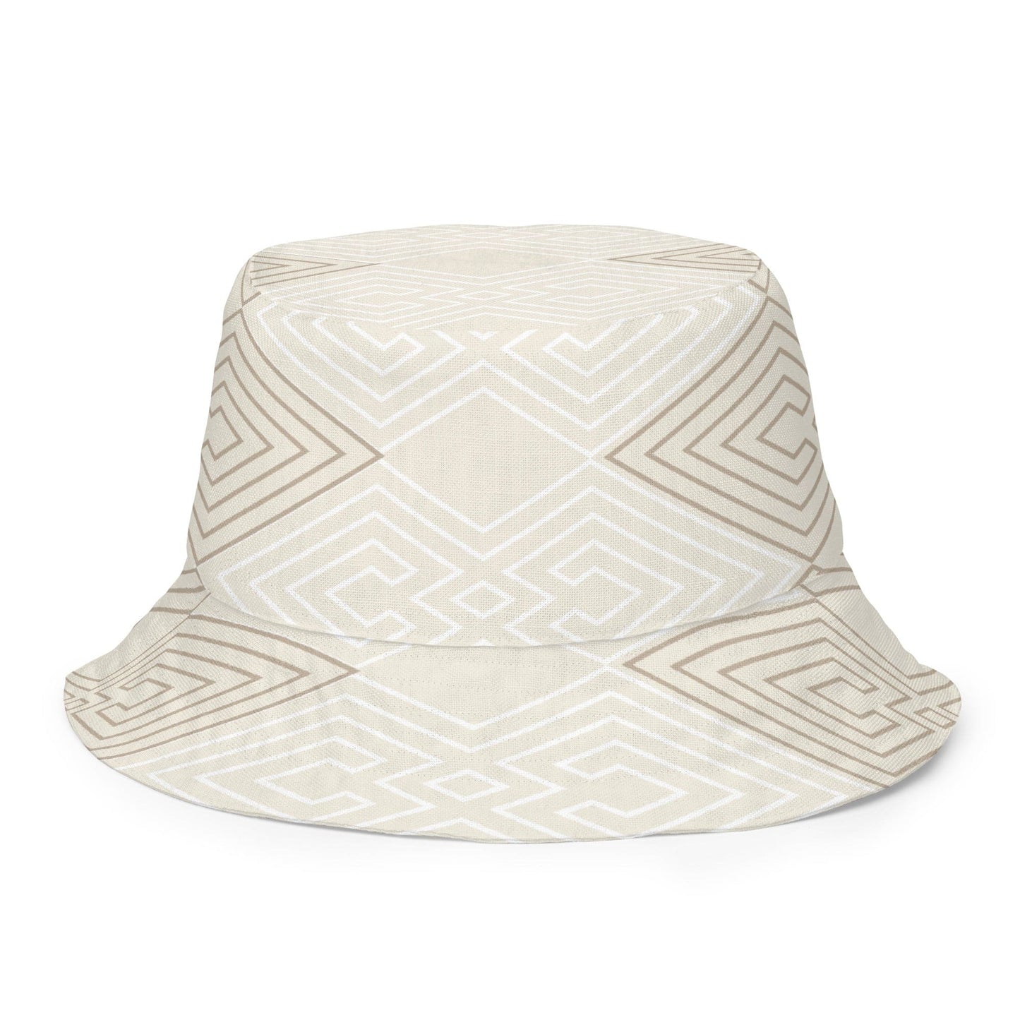 Reversible Bucket Hat Beige Brown Aztec Geometric Lines