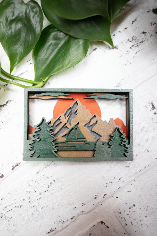 Laser Cut Nature Scene, Mountain 3D Diorama, Handmade Landscape Scene