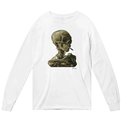 Van Gogh Skull of a Skeleton with Burning Cigarette 1886 Long Sleeve Shirt-4