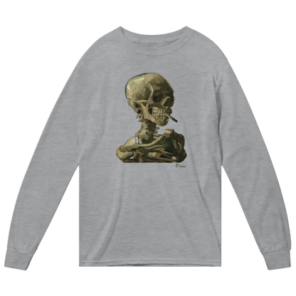 Van Gogh Skull of a Skeleton with Burning Cigarette 1886 Long Sleeve Shirt-2