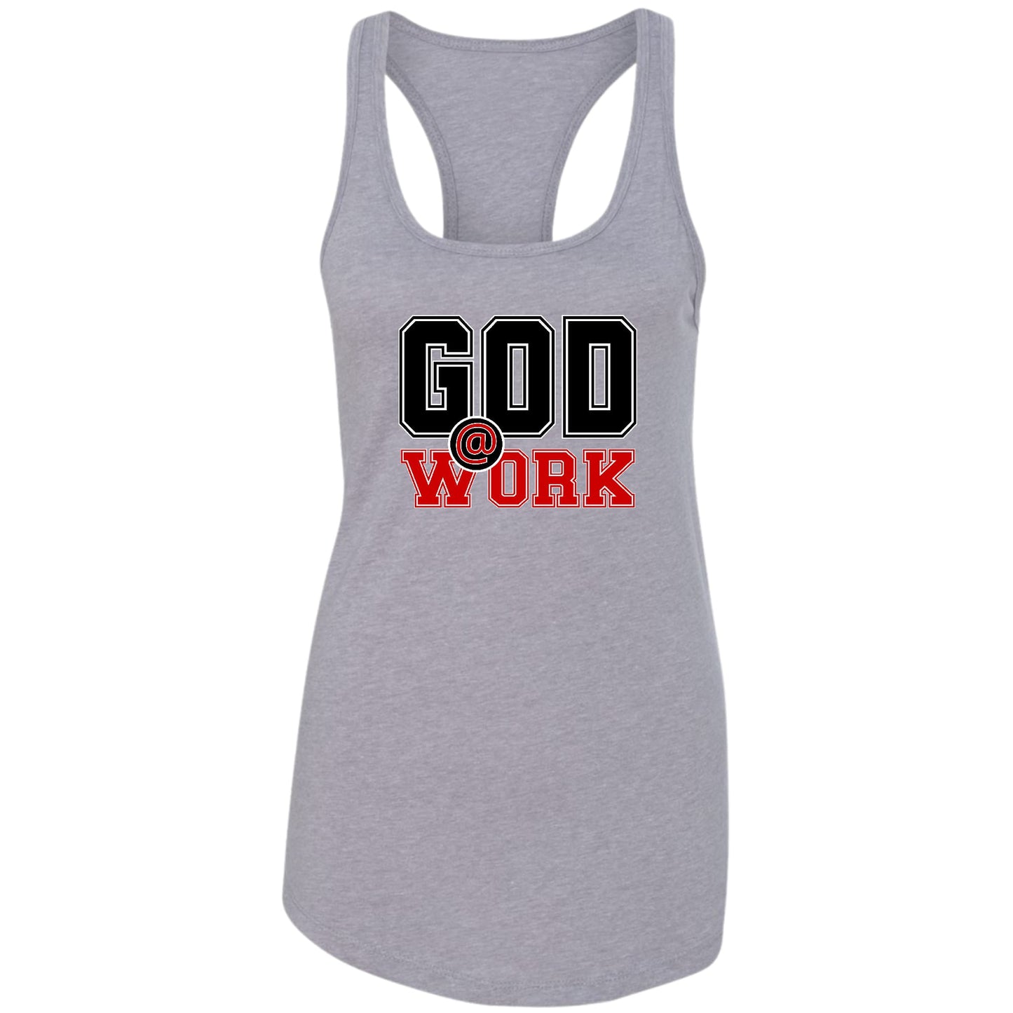 Womens Fitness Tank Top Graphic T-shirt - God @ Work Black and Red