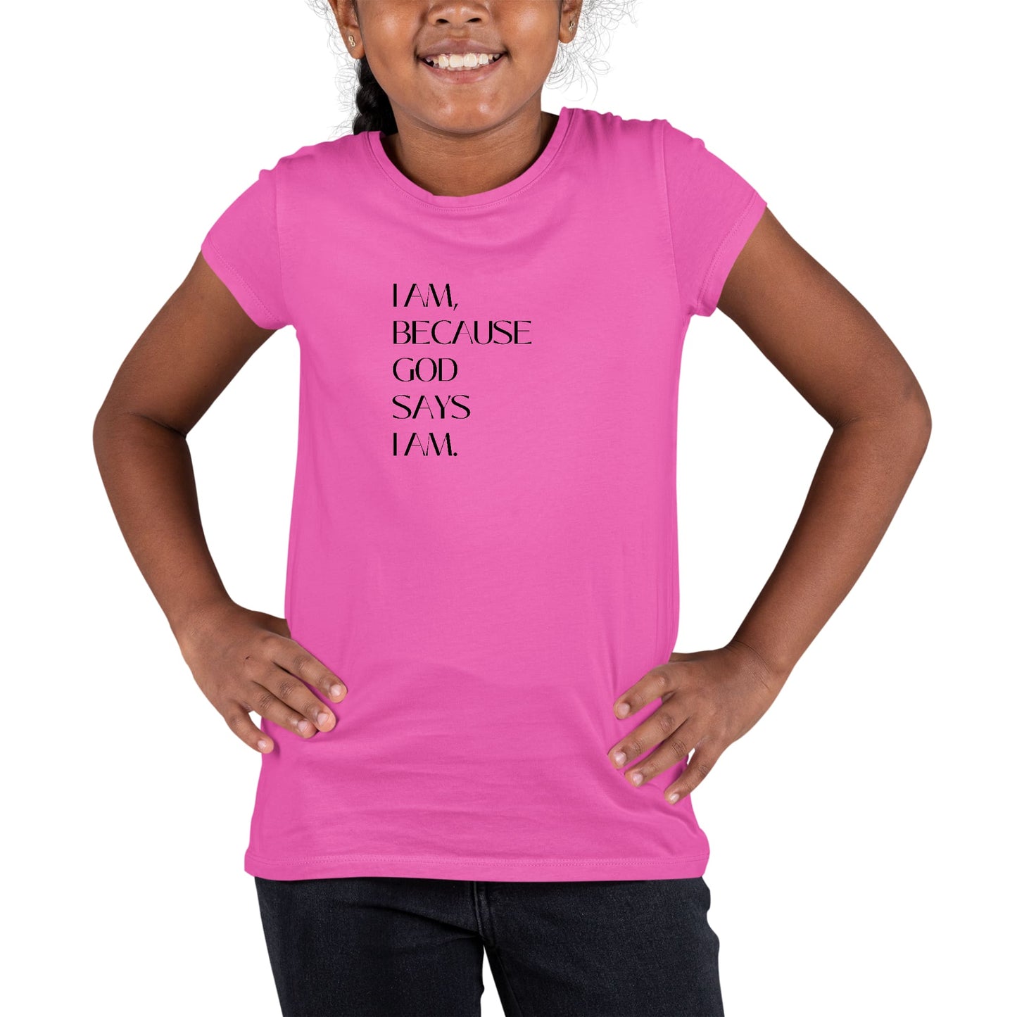 Youth Short Sleeve Graphic T-shirt Say it Soul - i am Because God Says