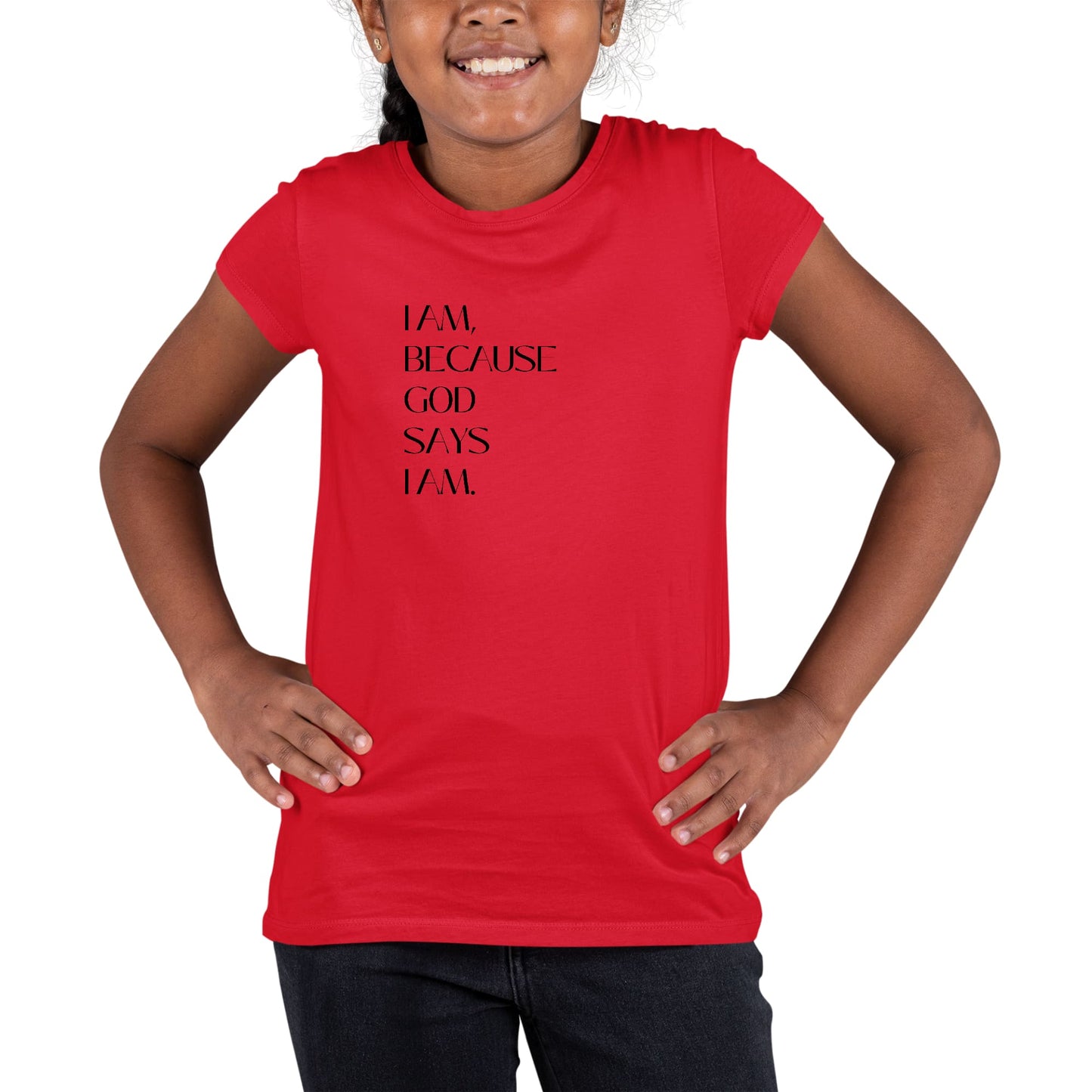 Youth Short Sleeve Graphic T-shirt Say it Soul - i am Because God Says